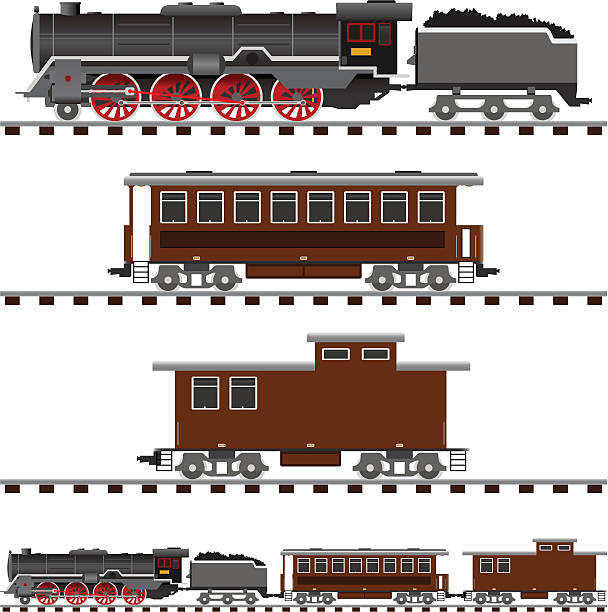 ilustrações de stock, clip art, desenhos animados e ícones de locomotiva a vapor - train steam train vector silhouette
