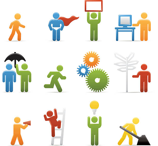 ilustrações de stock, clip art, desenhos animados e ícones de compacto conceitos: negócios de - protection umbrella people stick figure