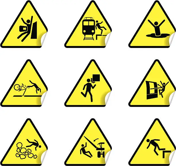 Vector illustration of Safety Warning Sticker Set 6