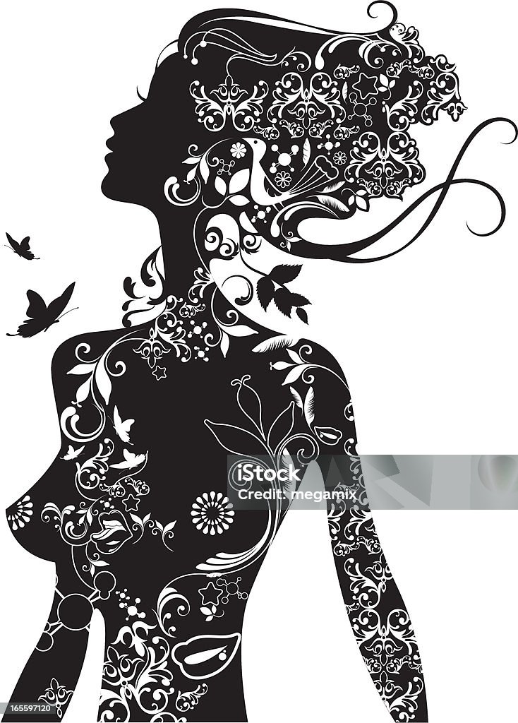 Deco beauty. Woman's silhouette with deco elements. Eps and hi-res jpg. Abstract stock vector