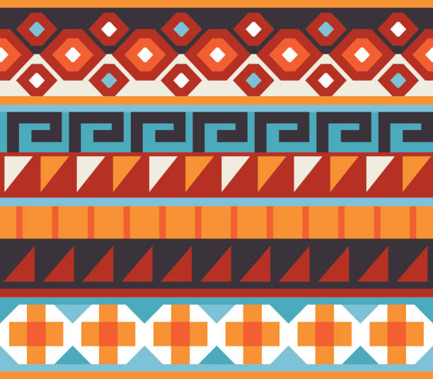 бесшовные-американских индейцев, ацтеков, mian рисунком - backgrounds art native american north american tribal culture stock illustrations