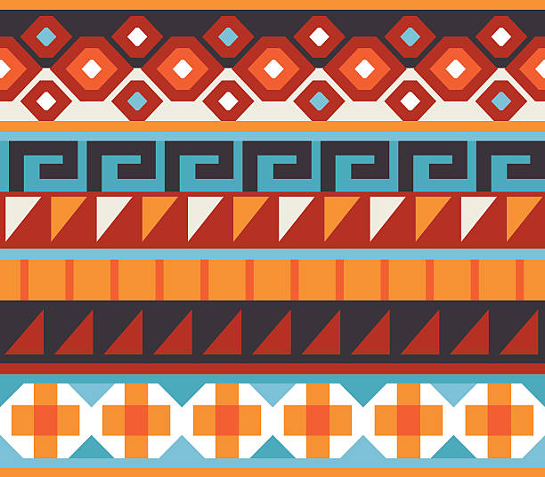 Seamless - Native American, Aztec, Mian Pattern this is a small band of native American detailed vector art. this design looks great as a repeated pattern for backgrounds of use the elements as there on separate pieces. Cherokee stock illustrations