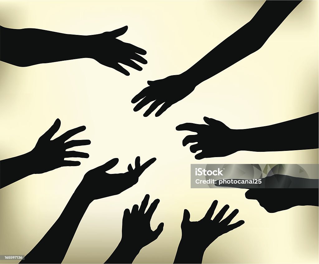 Business Hands Several hands silhouettes in different attitudes. AICS2 file also included. In Silhouette stock vector