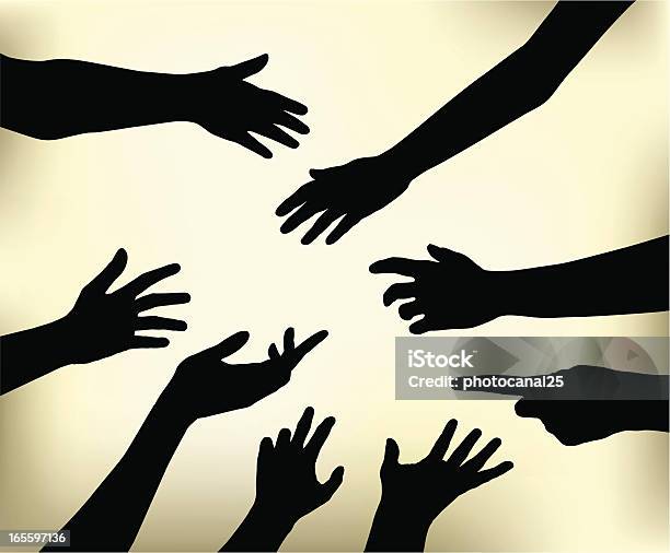 Business Hands Stock Illustration - Download Image Now - In Silhouette, Directly Above, Standing Out From The Crowd