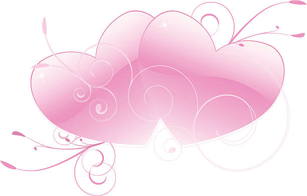 ilustrações, clipart, desenhos animados e ícones de entrelaçadas corações rosa e adornos - spiral plant attribute style invitation