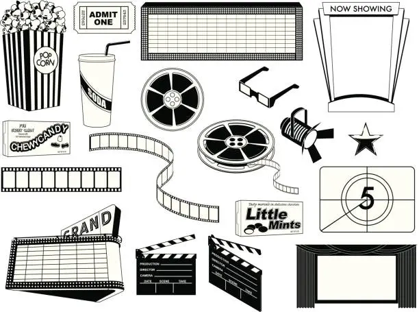 Vector illustration of Movie Components BW