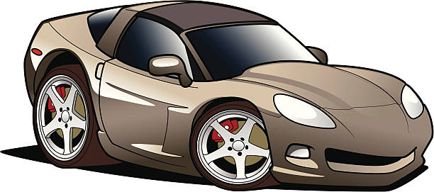 Beige cartoon sports car illustration vector art illustration