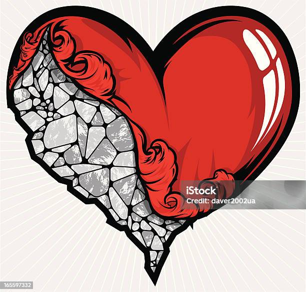 Vector Stone Heart Stock Illustration - Download Image Now - Heart Shape, Tattoo, Vector