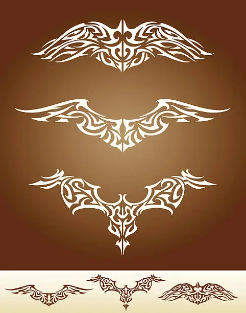 Vector illustration of Wing Tattoo Set