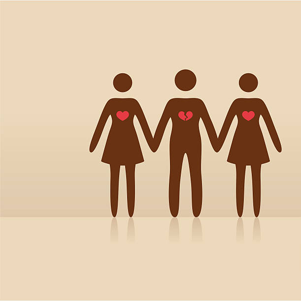 love triangle - infidelity dishonesty women silhouette stock-grafiken, -clipart, -cartoons und -symbole