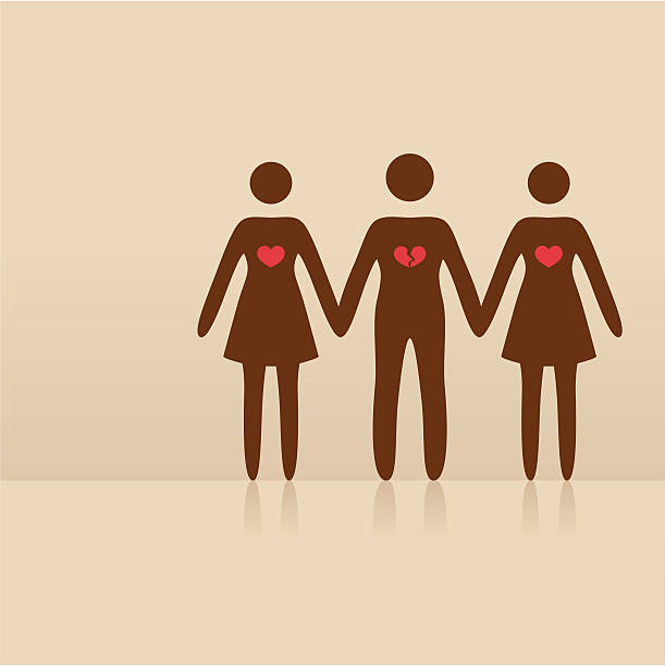 ilustraciones, imágenes clip art, dibujos animados e iconos de stock de love triangle - infidelity dishonesty women silhouette