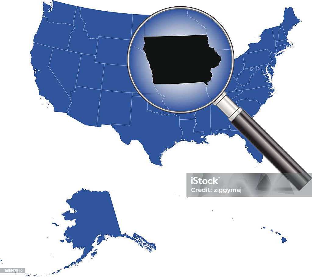 Stati Uniti d'America mappa-Iowa - arte vettoriale royalty-free di Blu