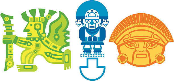 ilustrações, clipart, desenhos animados e ícones de logotipos asteca - fetish mask