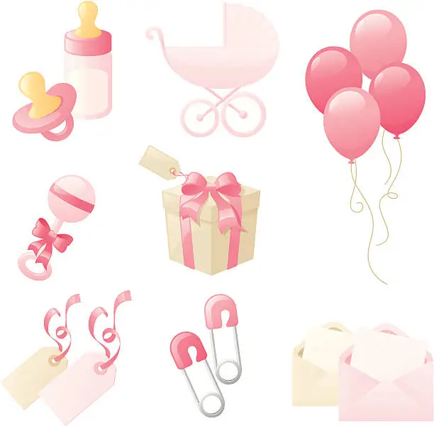 Vector illustration of Girly Baby Collection