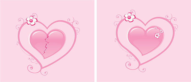 Corazones de color rosa - ilustración de arte vectorial