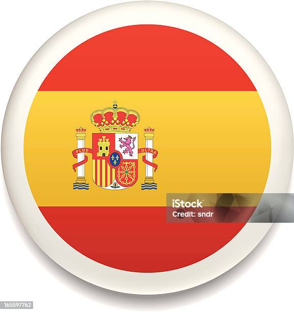 Vettore Di Pulsante Bandiera Spagnola - Immagini vettoriali stock e altre immagini di Badge - Badge, Bandiera della Spagna, Bandiera nazionale