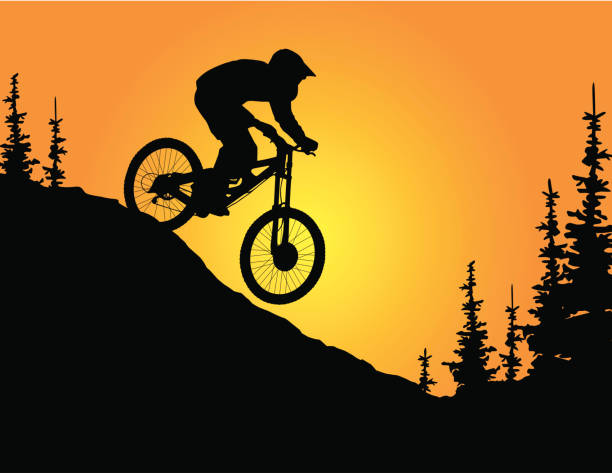 산 폭주족 - mountain biking mountain bike bicycle cycling stock illustrations