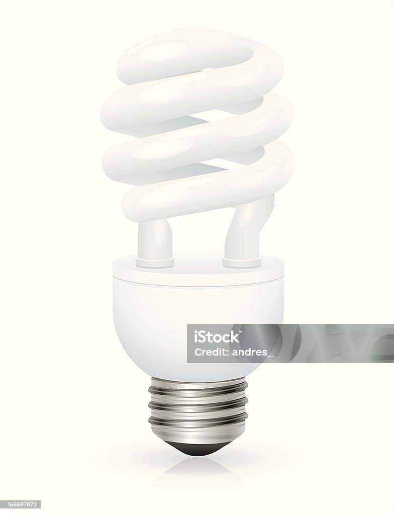 Compact Fluorescent Light Bulb Standing Vertically Illustration of an energy saving compact fluorescent lightbulb. Gradients only (no mesh). Global colors used. Clean stock vector