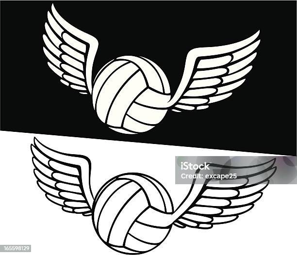 Volleyball With Wing Stock Illustration - Download Image Now - Animal Body Part, Animal Wing, Circle