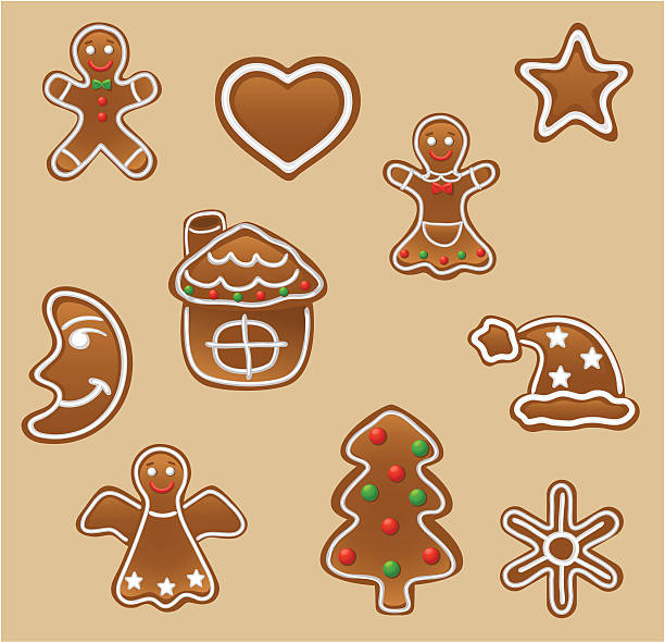 Gingerbread cookie zestaw – artystyczna grafika wektorowa