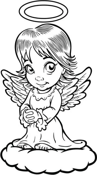 Vector illustration of Coloring Book Angel