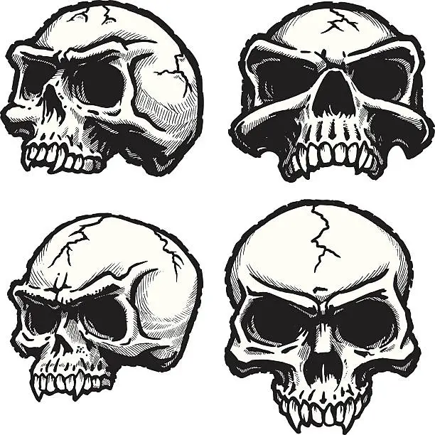 Vector illustration of Skull 4-Pack
