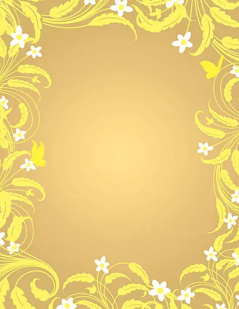 Vector illustration of Flower and Butterfly Frame