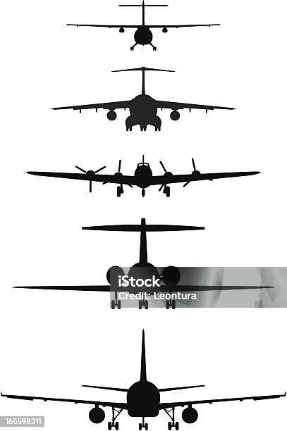 Cinq Des Avions Le Devant Vecteurs libres de droits et plus d'images vectorielles de Aviation générale - Aviation générale, Avion, Avion de chasse