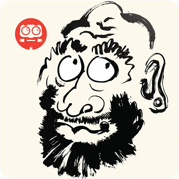 Vector illustration of Zen Patriarch Bodhidharma Daruma