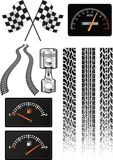 illustrations, cliparts, dessins animés et icônes de des éléments de l'automobile - gas gauge full empty