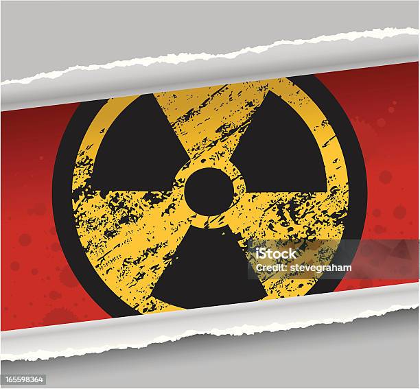 Grunge Nuclear Znak Ostrzegawczy - Stockowe grafiki wektorowe i więcej obrazów Barwne tło - Barwne tło, Czerwone tło, Grafika wektorowa