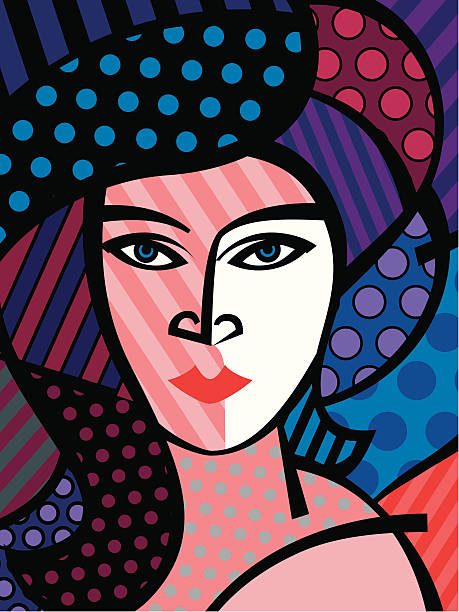 Beans A pop-art portrait of a beautiful woman created using flat colours fine art portrait pin up girl glamour beauty stock illustrations