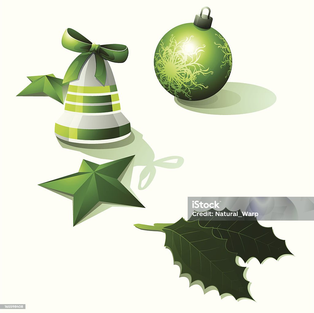 Christmas Ornament Composition Green Xmas Ornaments Bell stock vector