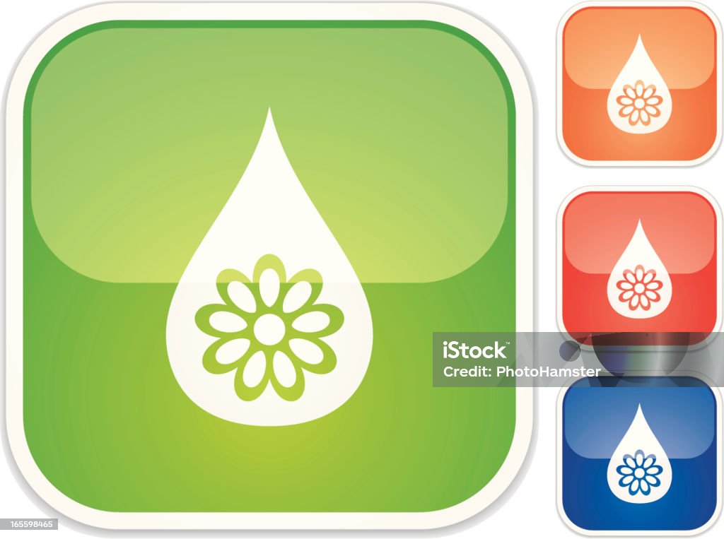 fresh drop - Quadro Glossy C1 drop with flower head on the green sticker.  Alternative Therapy stock vector