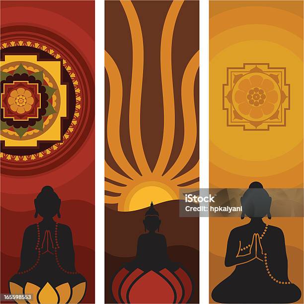 Meditar Buda Vector - Arte vetorial de stock e mais imagens de Mandala - Mandala, Adulto, Amarelo