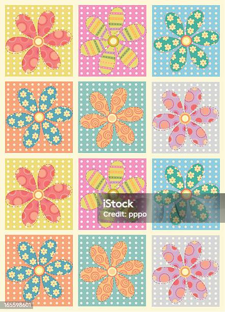 Aufnäher Mit Blumen Stock Vektor Art und mehr Bilder von Patchwork - Patchwork, Blume, Bildhintergrund