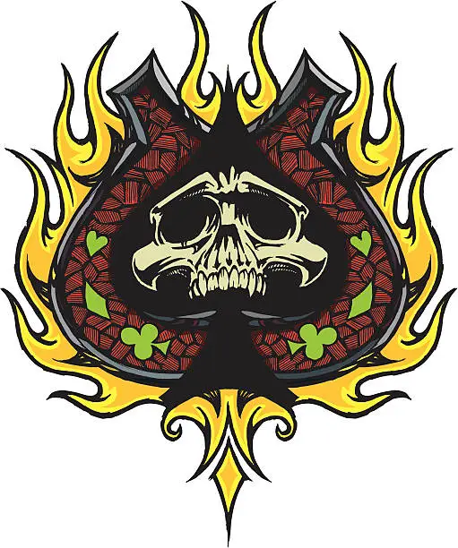 Vector illustration of Skull Horseshoe Flame