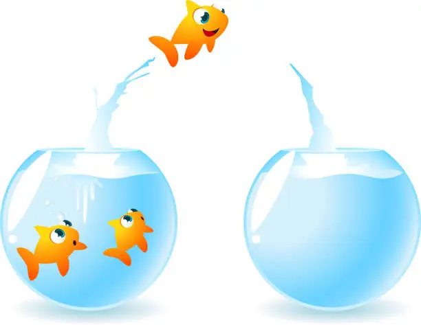 Vector illustration of Goldfish in need of space