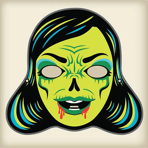 Vector illustration of Zombi lady - Vintage Mask Series