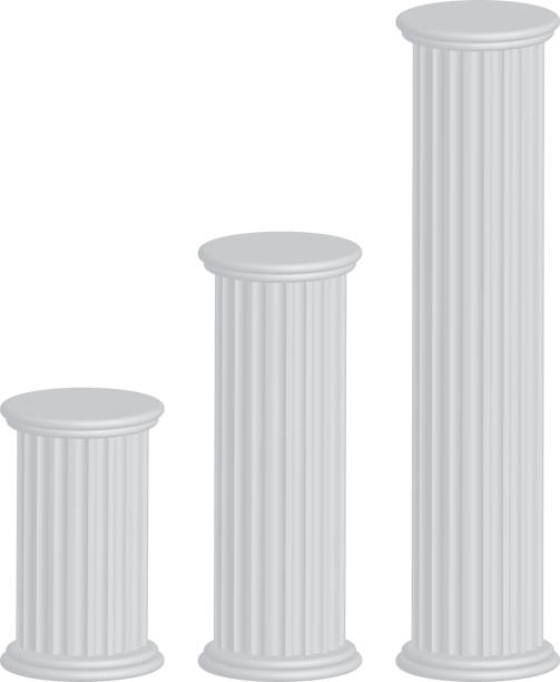 3 d filary - column pedestal greek culture three dimensional shape stock illustrations