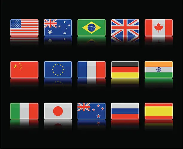 Vector illustration of Shiny Flags on Black