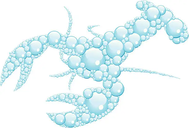 Vector illustration of Lobster Made of Bubbles - Sea Life