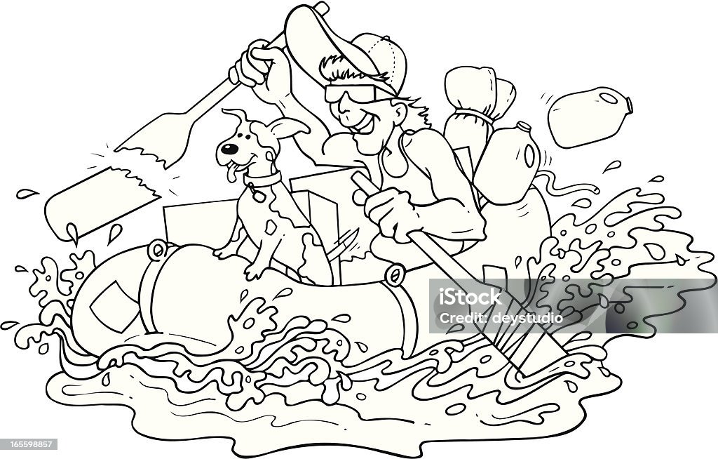 Rafting sur rivière - clipart vectoriel de Cartoon libre de droits