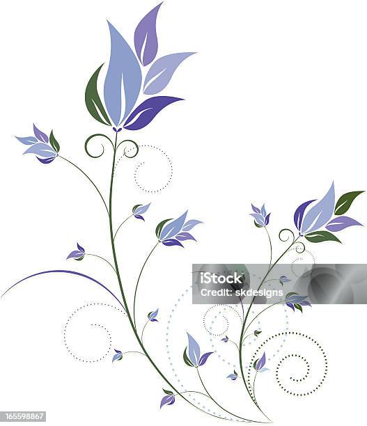 Ilustración de Frondoso Trazos Espirales Elemento De Diseño Con Flores De Azul y más Vectores Libres de Derechos de Azul