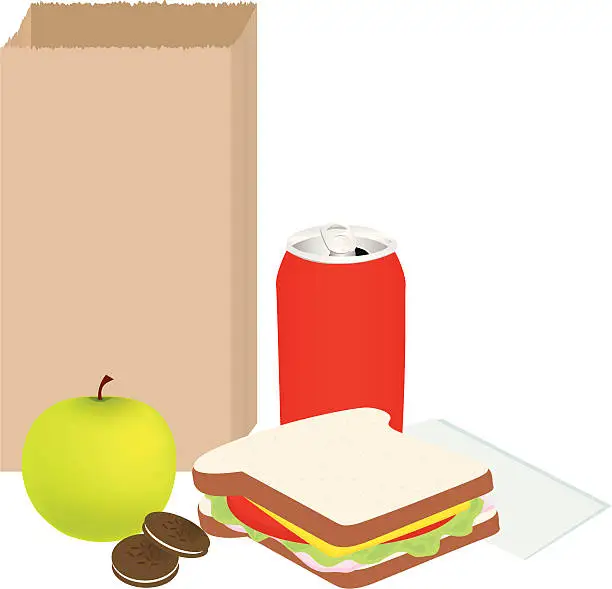 Vector illustration of Sack Lunch