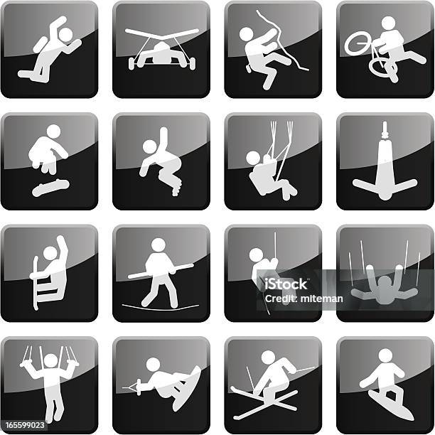 Extremsport Glänzendes Kollektion Stock Vektor Art und mehr Bilder von Abseilen - Abseilen, BASE Jumping, Bergsteigen