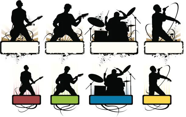 Vector illustration of grunge music icons