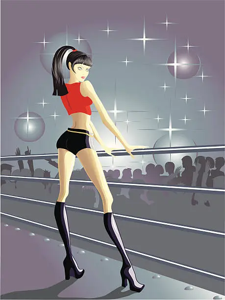 Vector illustration of pretty girl in the night club