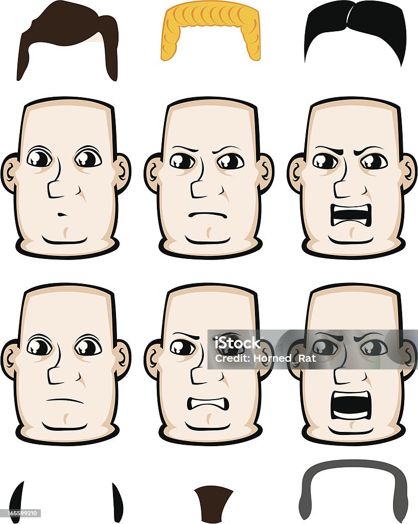 Expressions-Colère - clipart vectoriel de Art du portrait libre de droits