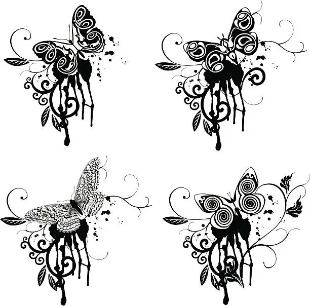 Vector illustration of Fantasy butterflies